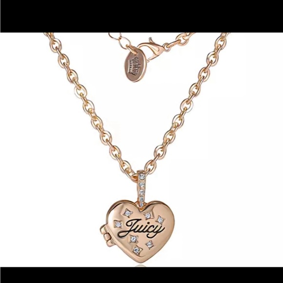 Juicy Couture Gold-tone Crystal Heart Locket Pendant Necklace New in Box - Picture 2 of 13